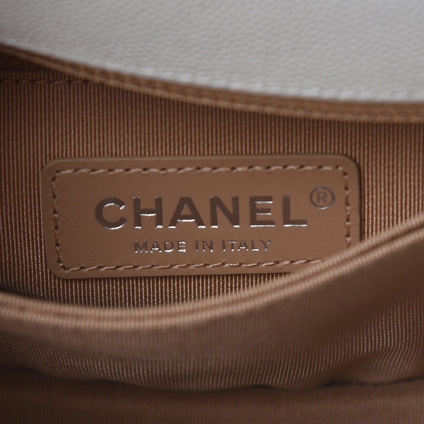 Iridescent Caviar Chevron Quilted Mini Coco Handle Flap White