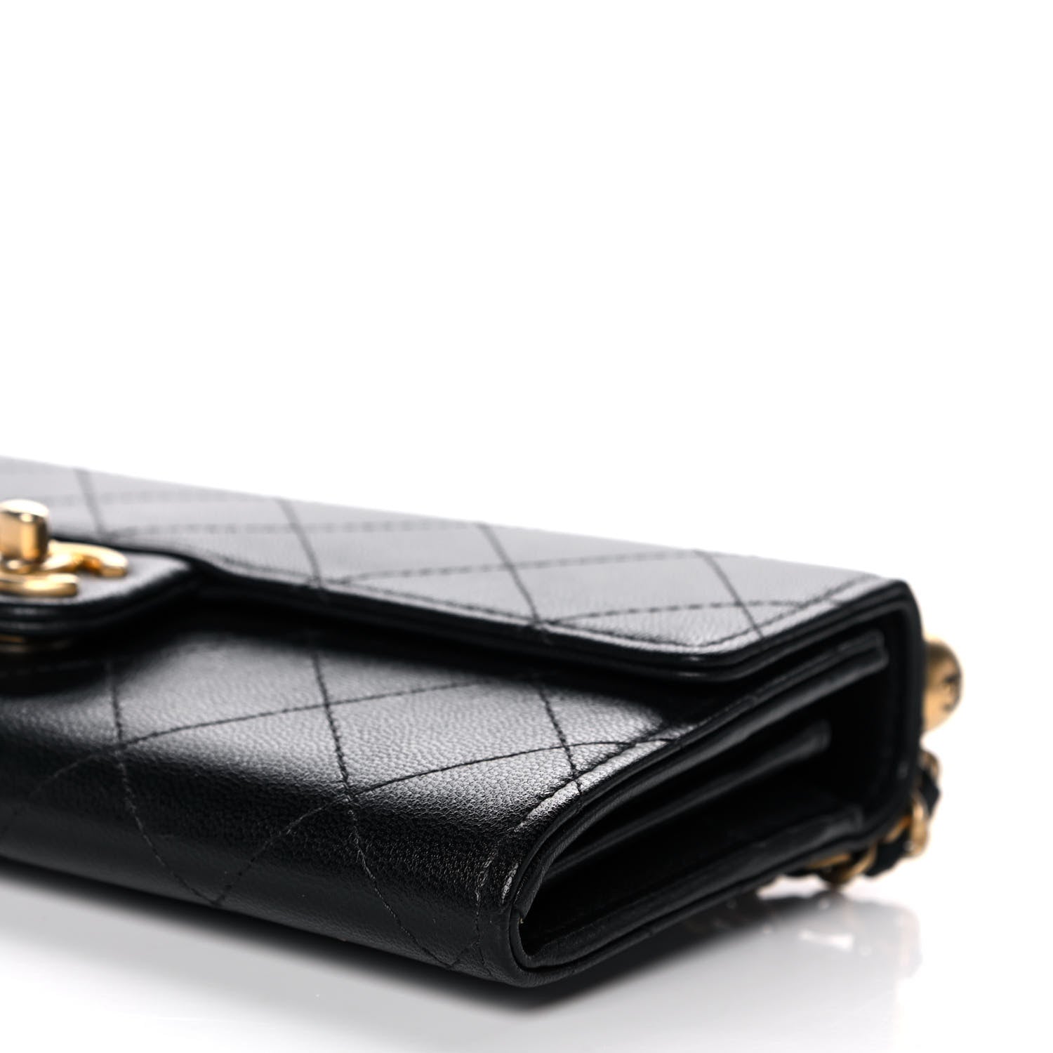 Chanel Goatskin Quilted Chic Pearls Clutch With Chain Black 11 of 12