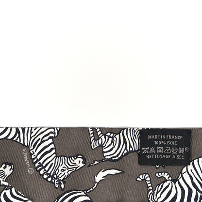 Hermes Silk Les Zebres Twilly Gris Taupe Black White 3 of 3