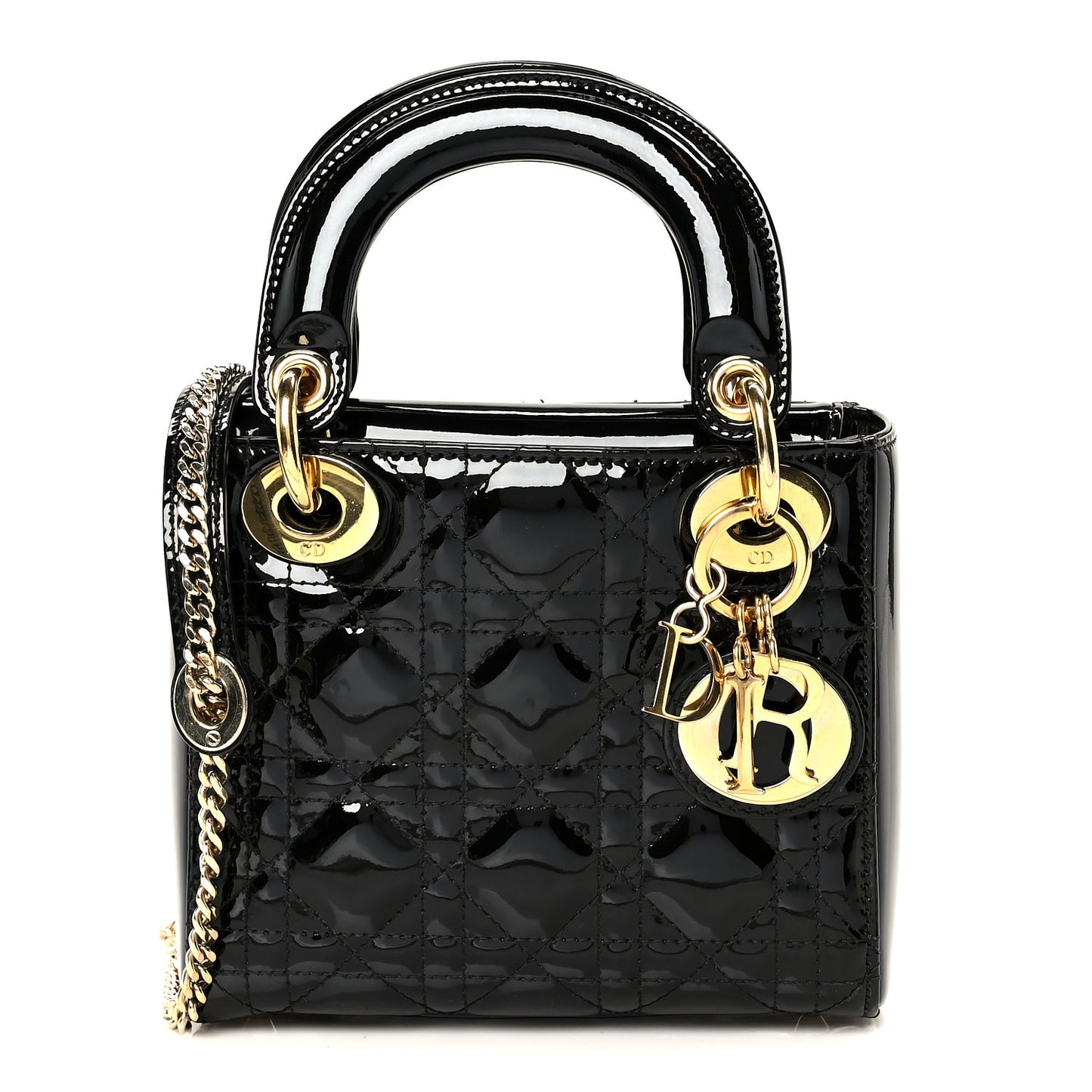 Patent Cannage Mini Lady Dior Black