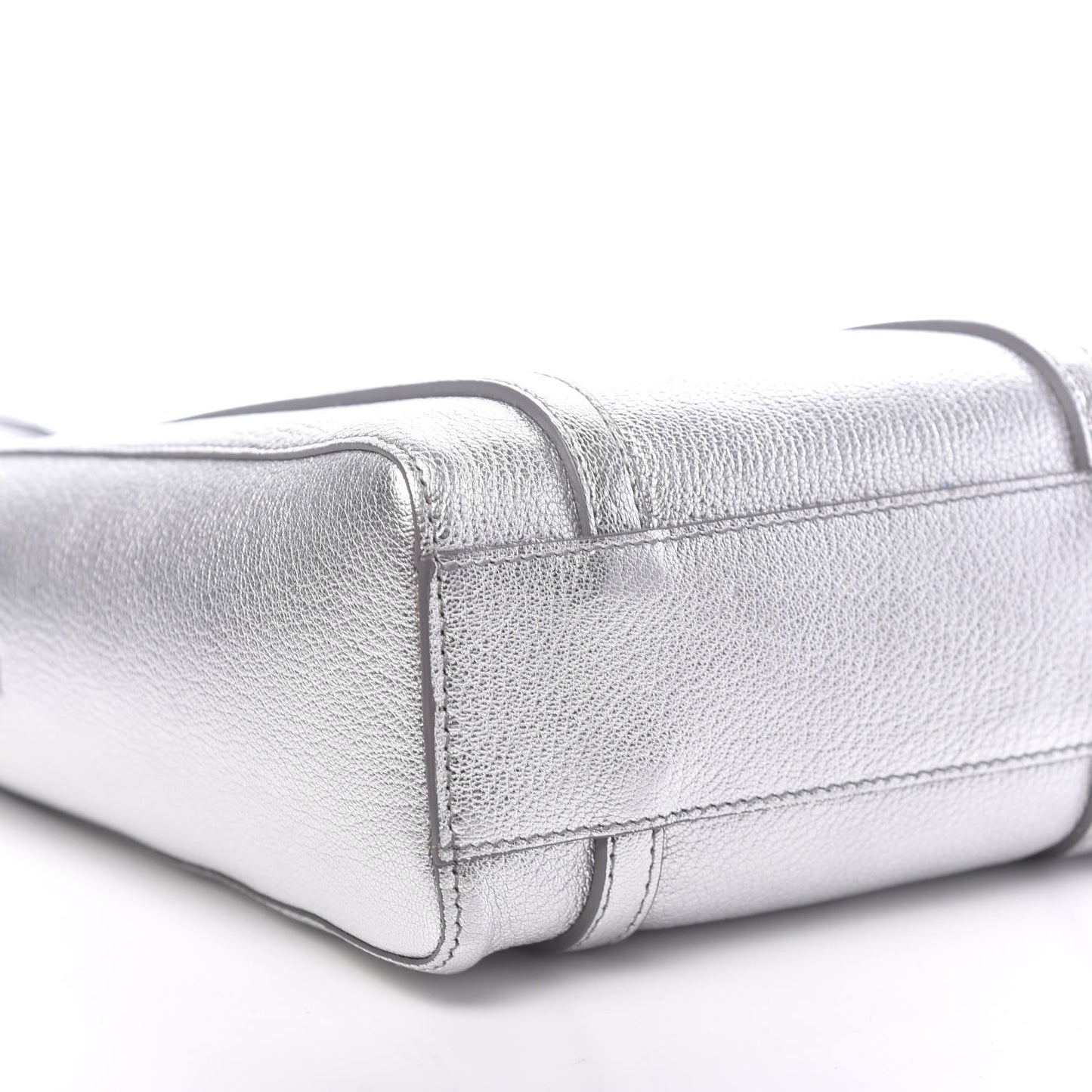 Metallic Goatskin Logo XXS Everyday Tote Argent Black