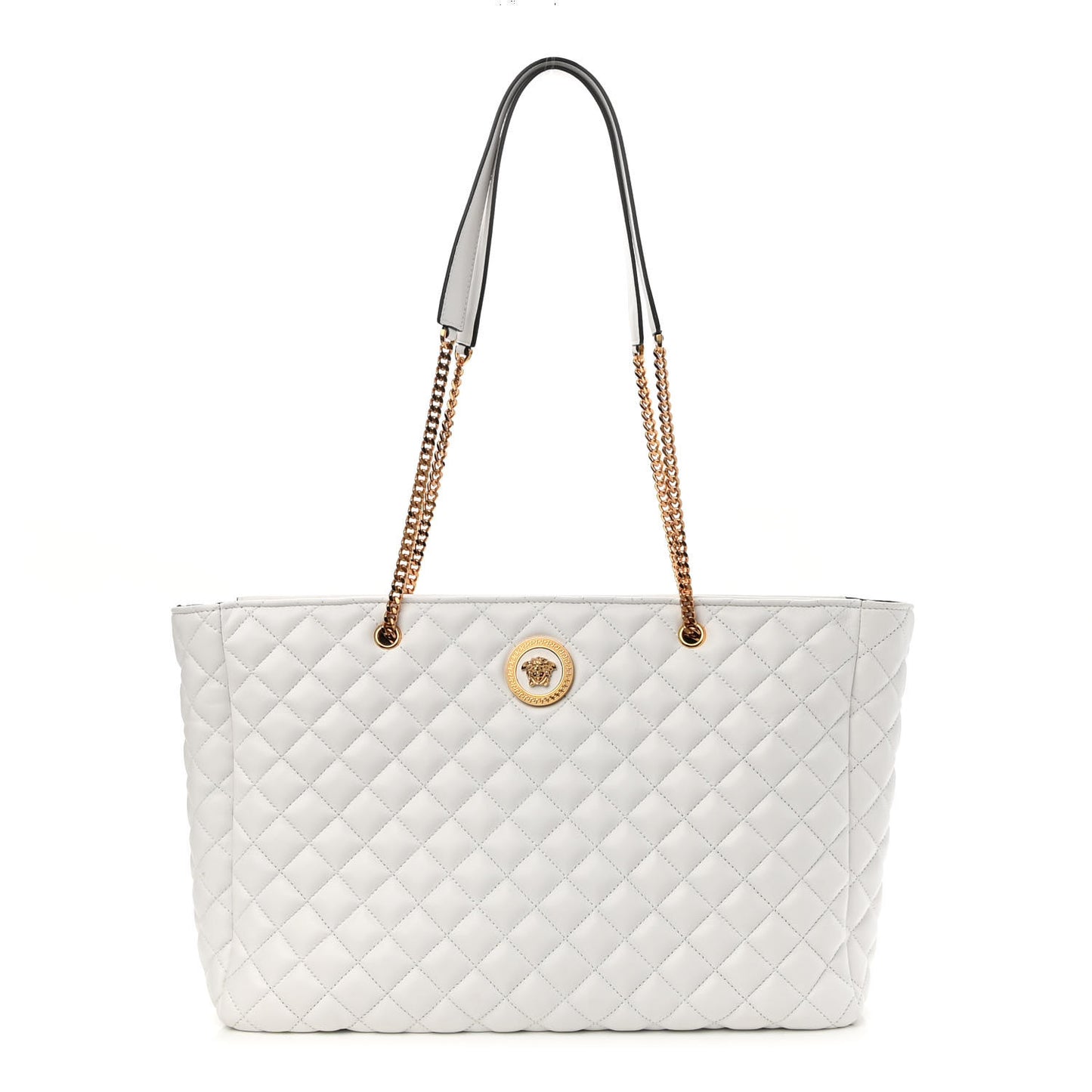 Nappa Quilted La Medusa Chain Tote White