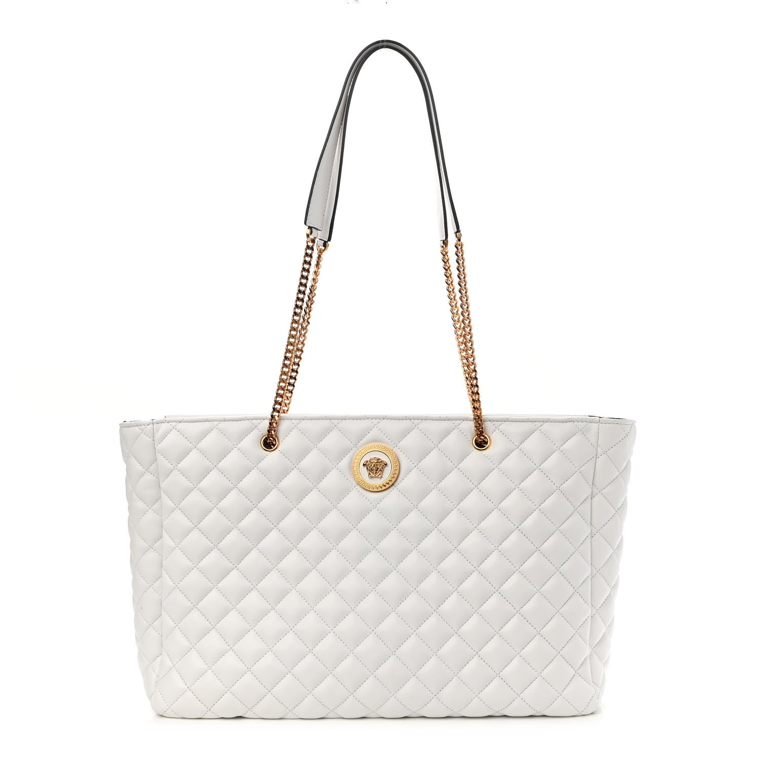 Versace Nappa Quilted La Medusa Chain Tote White 1 of 8