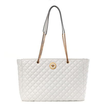 Versace Nappa Quilted La Medusa Chain Tote White 1 of 8