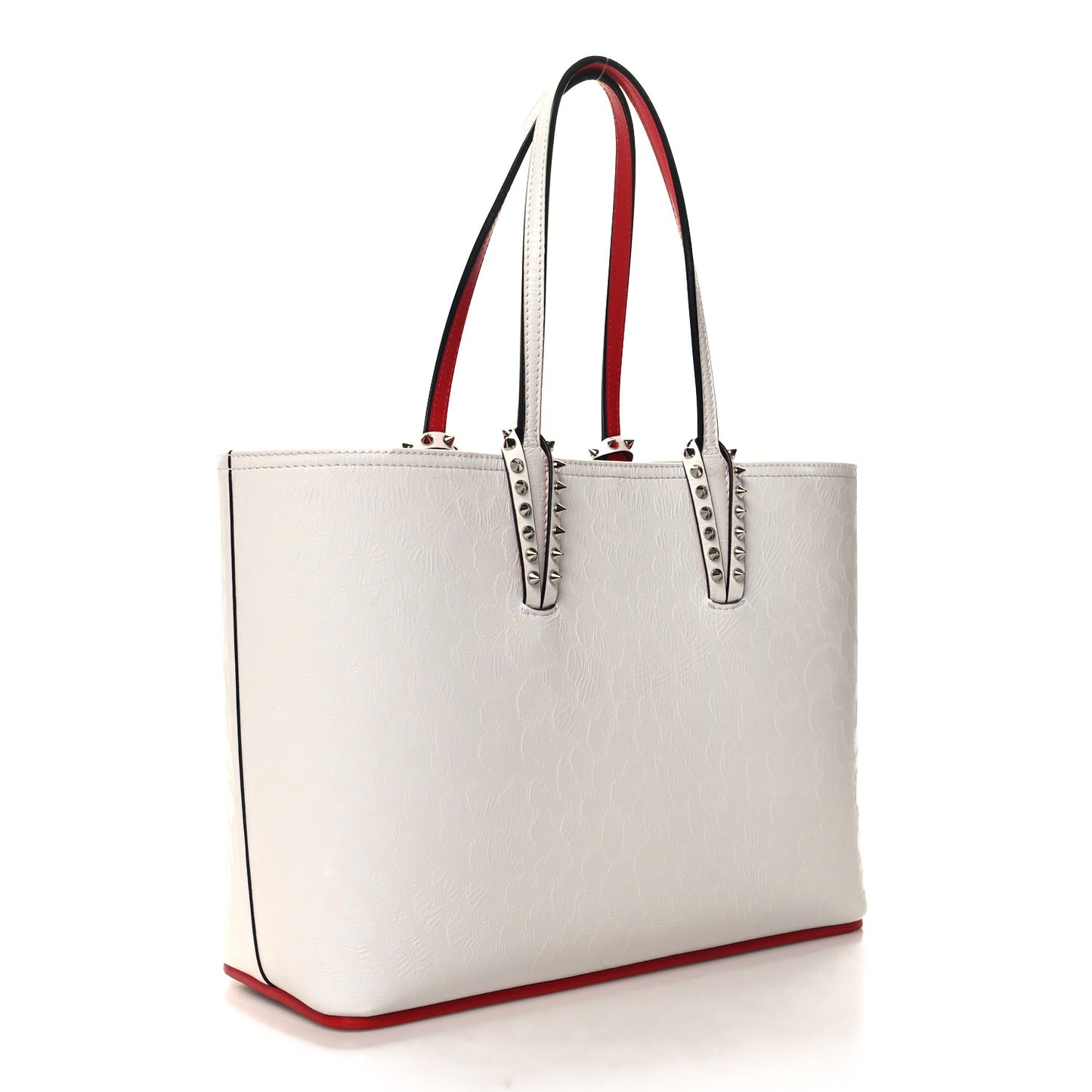 Calfskin Leopard Print Spikes Small East West Cabata Tote Snow