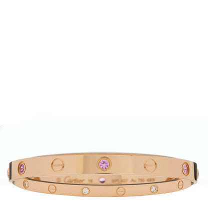 Cartier 18K Pink Gold Diamond Pink Sapphire Double LOVE Bracelet 16 1 of 8