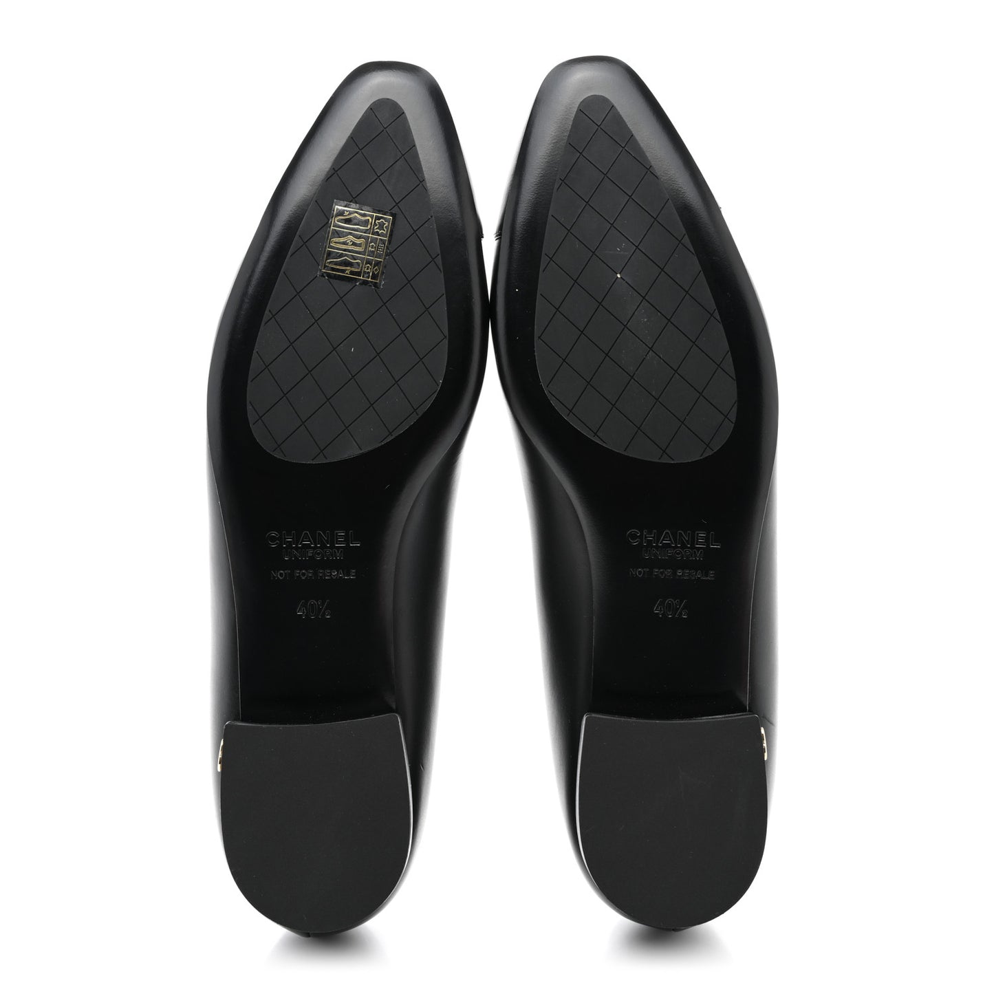 Lambskin Cap Toe CC Uniform Ballerina Flats 40.5 Black