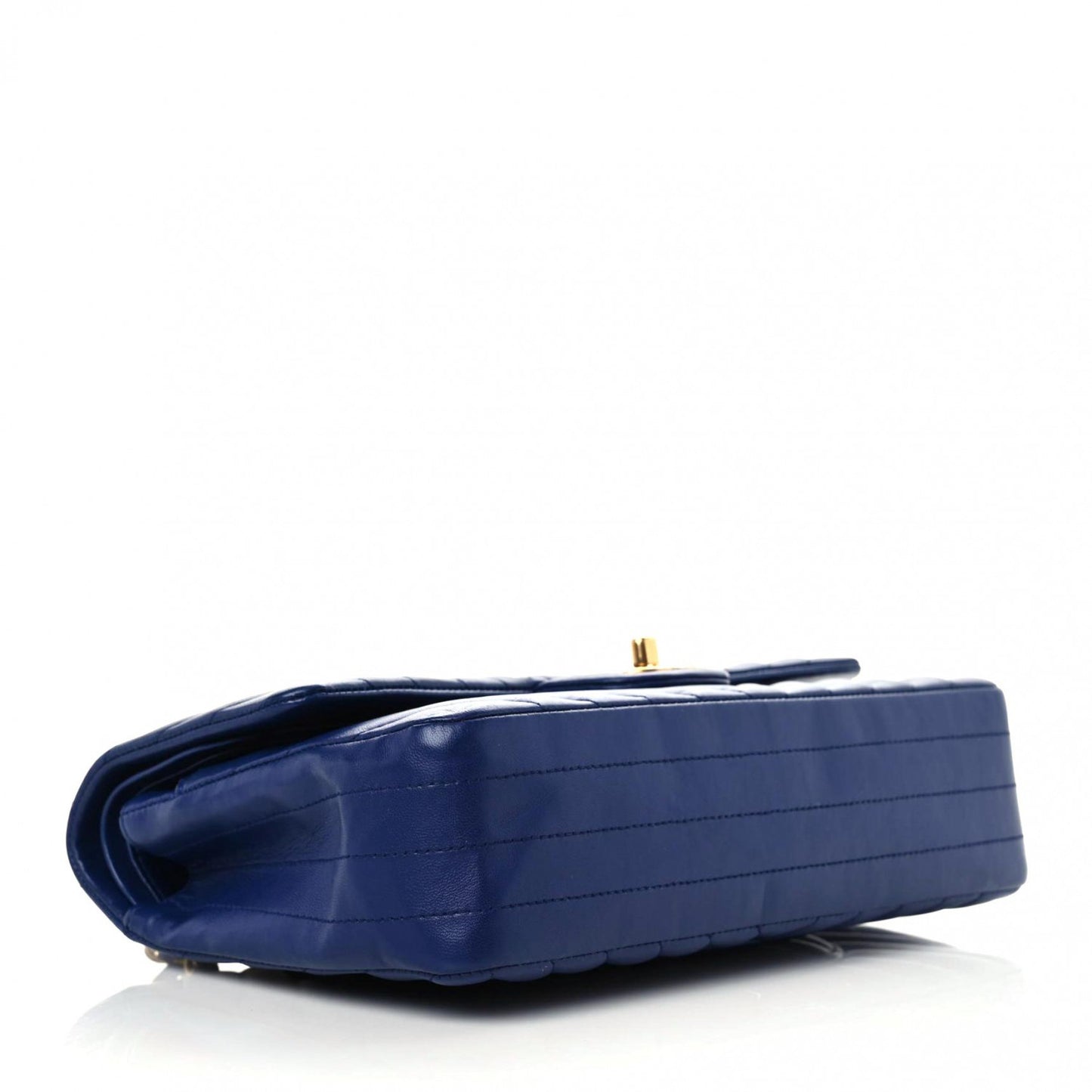 Lambskin Chevron Quilted Medium Double Flap Blue
