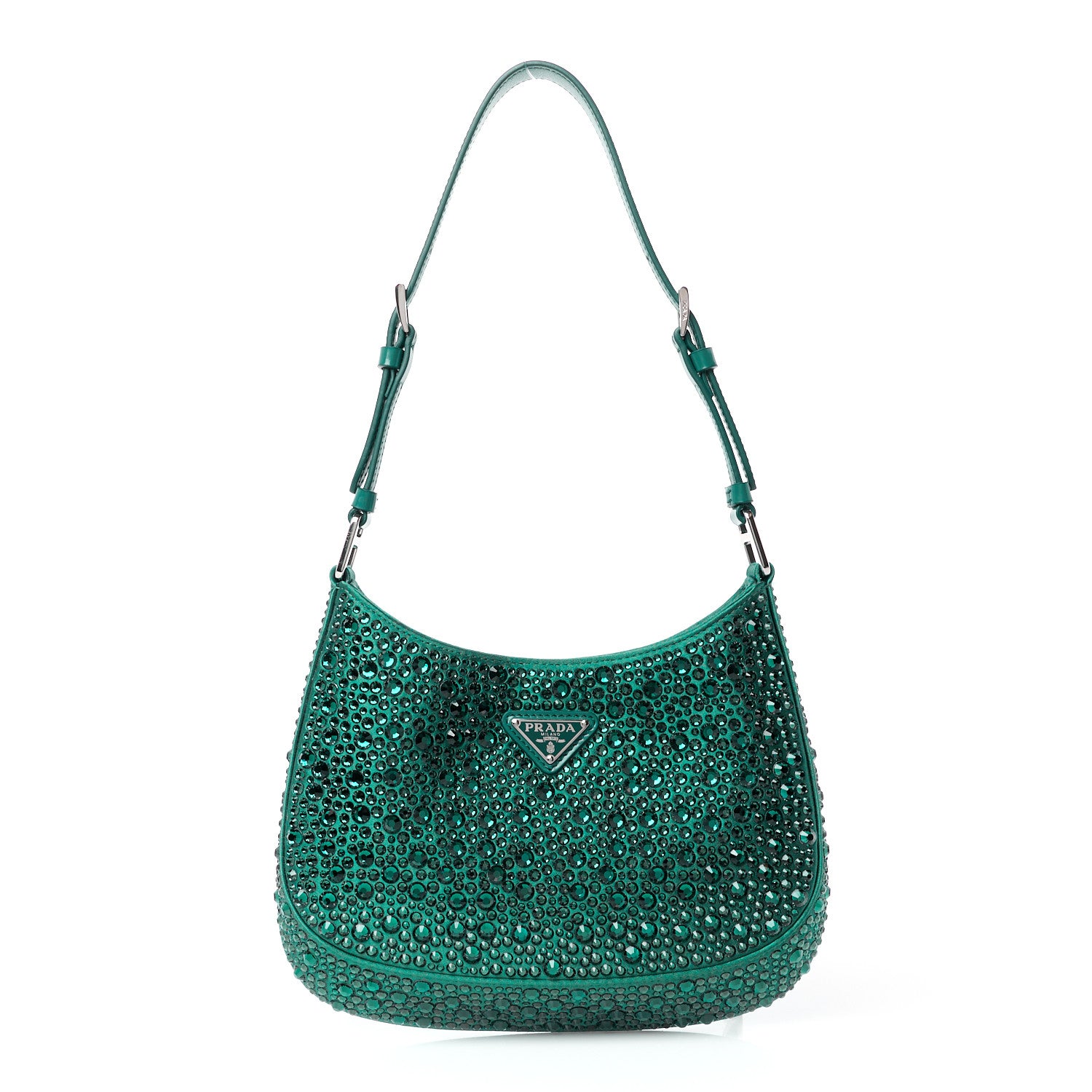 Prada Satin Crystal Cleo Adjustable Strap Shoulder Bag Mango 1 of 10