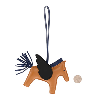 Hermes Milo Lambskin Grigri Rodeo Pegase Horse Bag Charm PM Sesame Black Bleu Saphir 2 of 4