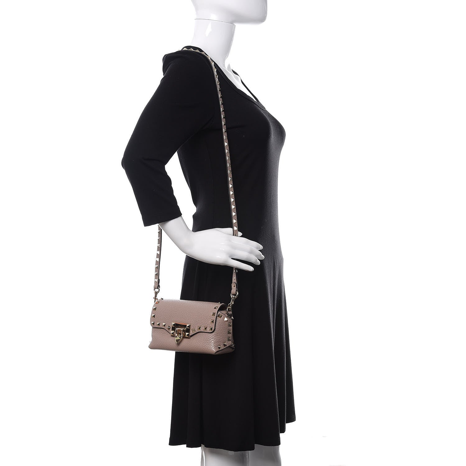 Valentino Garavani Pebbled Calfskin Mini Rockstud Crossbody Bag Poudre 2 of 9