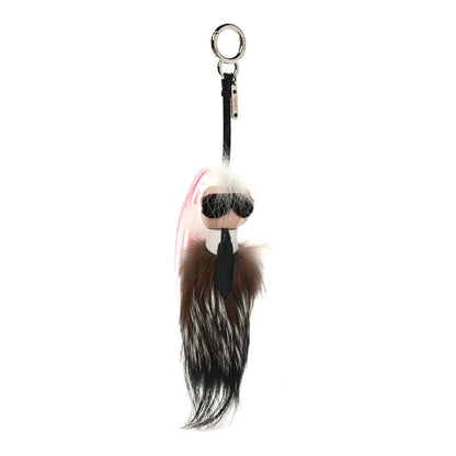 Fendi Mink Fox Goat Fur Mini Karlito Bag Charm Pink 1 of 4
