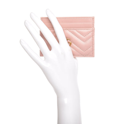 Gucci Calfskin Matelasse GG Marmont Card Holder Perfect Pink 2 of 7