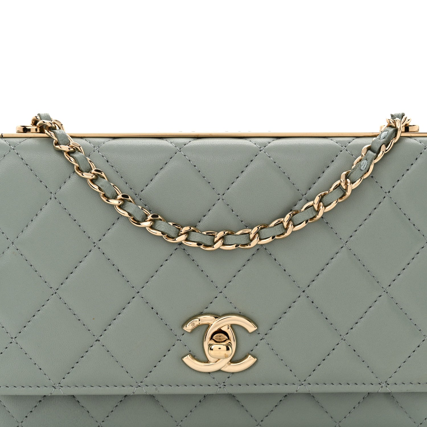 Chanel Lambskin Quilted Trendy CC Wallet On Chain WOC Grey 9 of 12