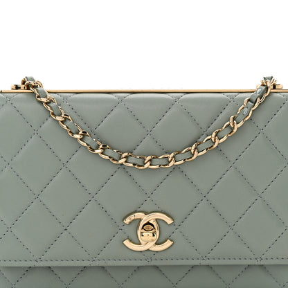Chanel Lambskin Quilted Trendy CC Wallet On Chain WOC Grey 9 of 12