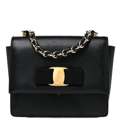 Salvatore Ferragamo Printed Calfskin Mini Ginny Shoulder Bag Black 1 of 7