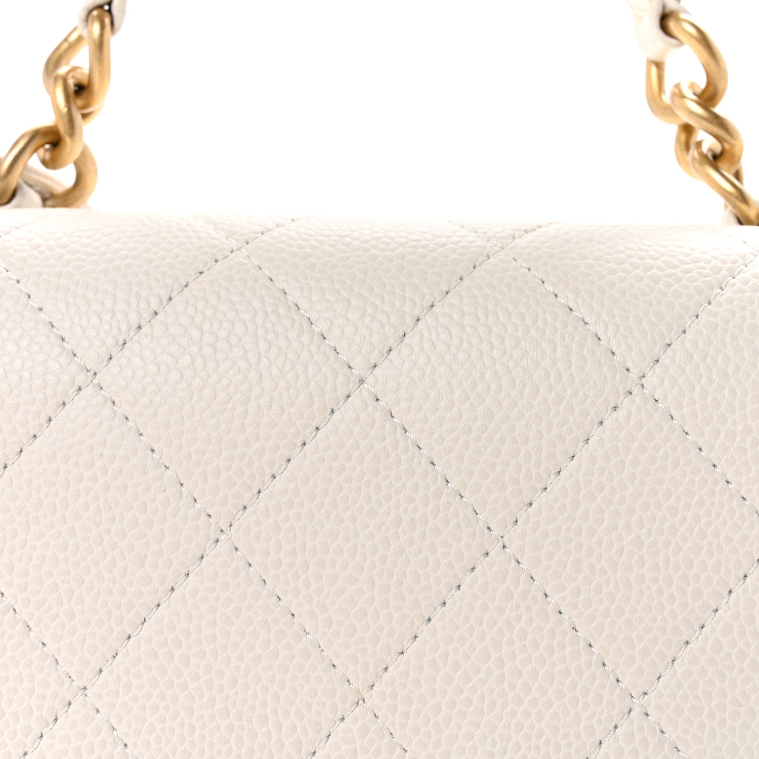 Chanel Grained Calfskin Small Stitched Flap White 8 of 11