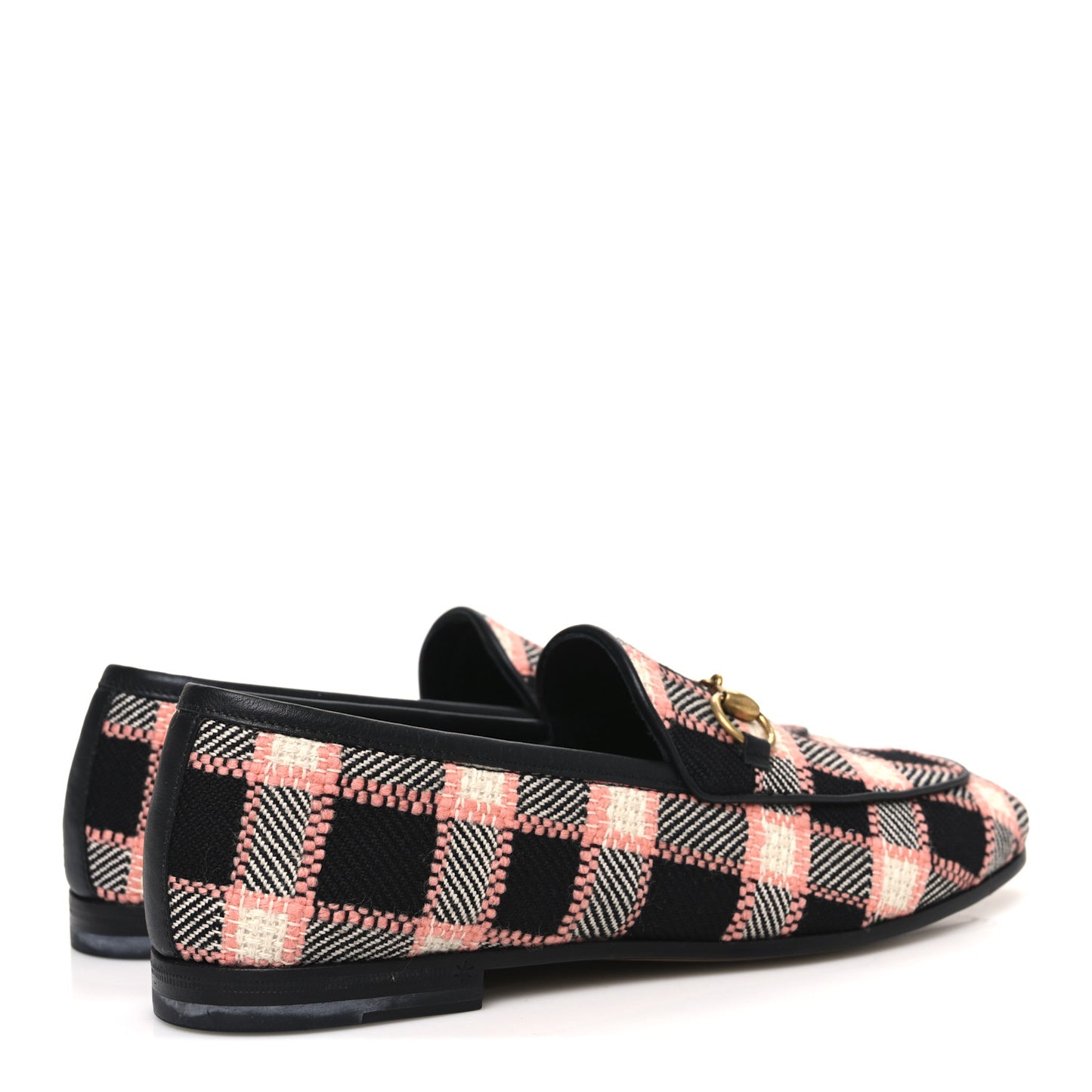 Tweed Check Horsebit Womens Jordaan Loafers 37 Black Pink Multicolor