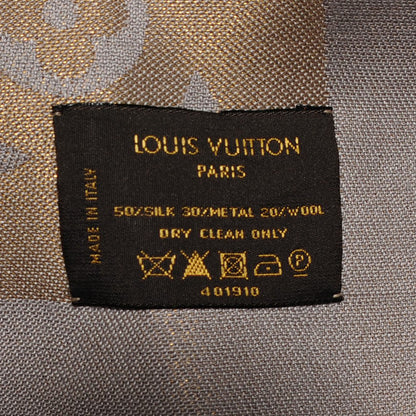 Louis Vuitton Silk Wool Monogram Shine Shawl Beige 5 of 5