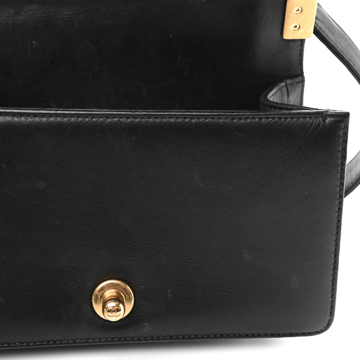 Lambskin Quilted Small Boy Flap Black