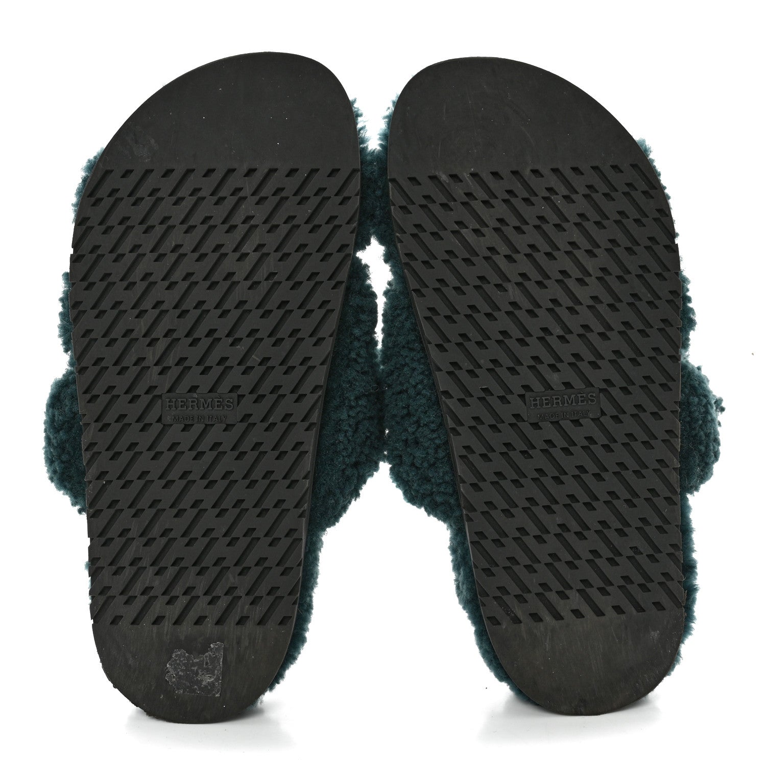 Hermes Woolskin Womens Chypre Sandals 37.5 Vert Anglais 5 of 11