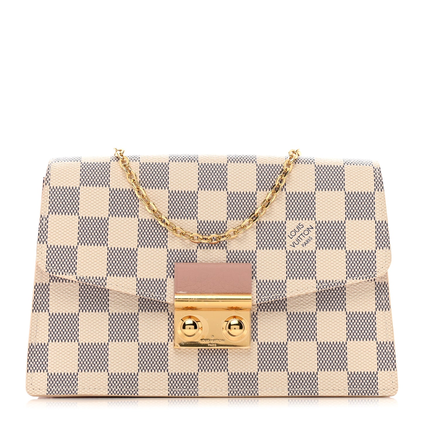Damier Azur Croisette Chain Wallet Rose Ballerine