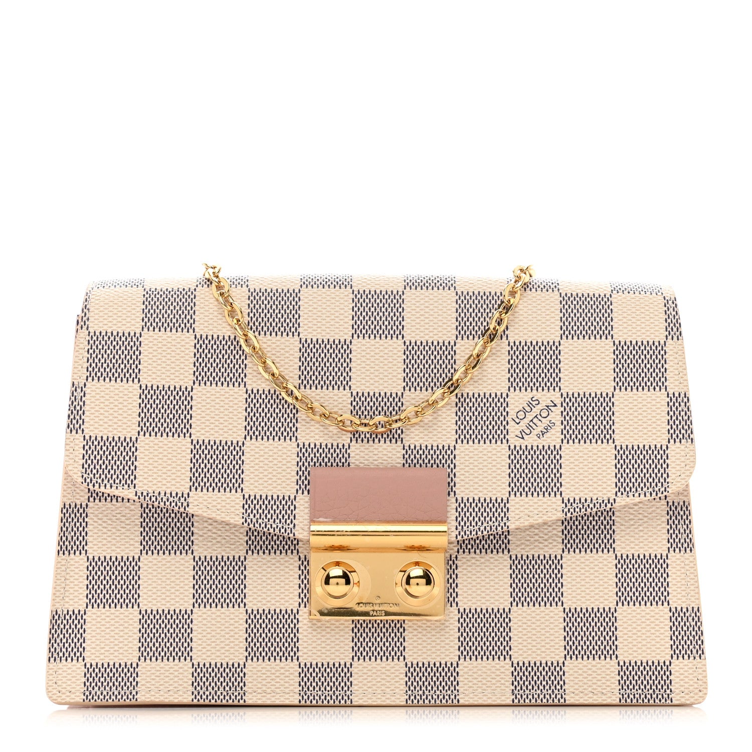 Louis Vuitton Damier Azur Croisette Chain Wallet Rose Ballerine 1 of 9