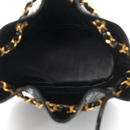 Chanel Patent Stitched Drawstring Shoulder Bag Black 6 of 14