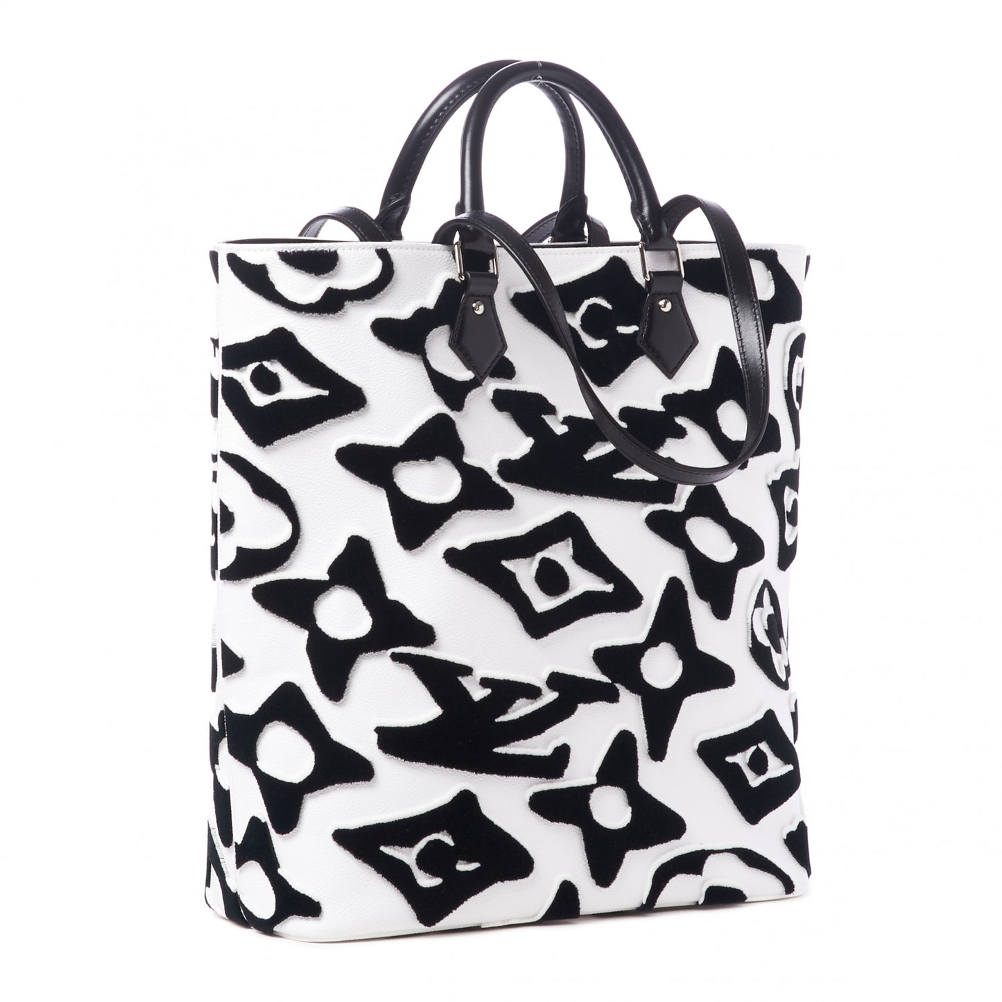 X UF Tufted Monogram Tufted Cabas White Black