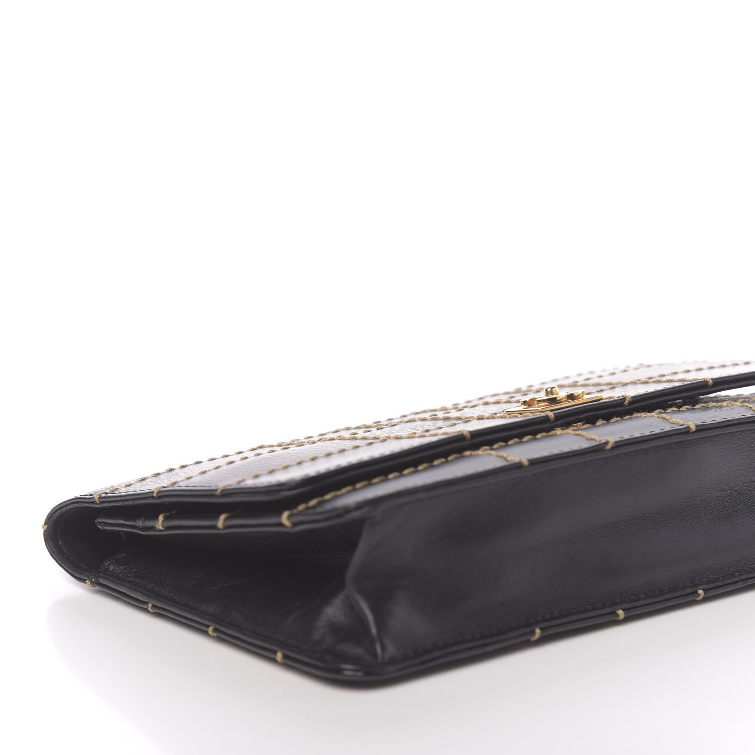 Chanel Calfskin Stitched Square Quilted Wallet On Chain WOC Black 9 of 15