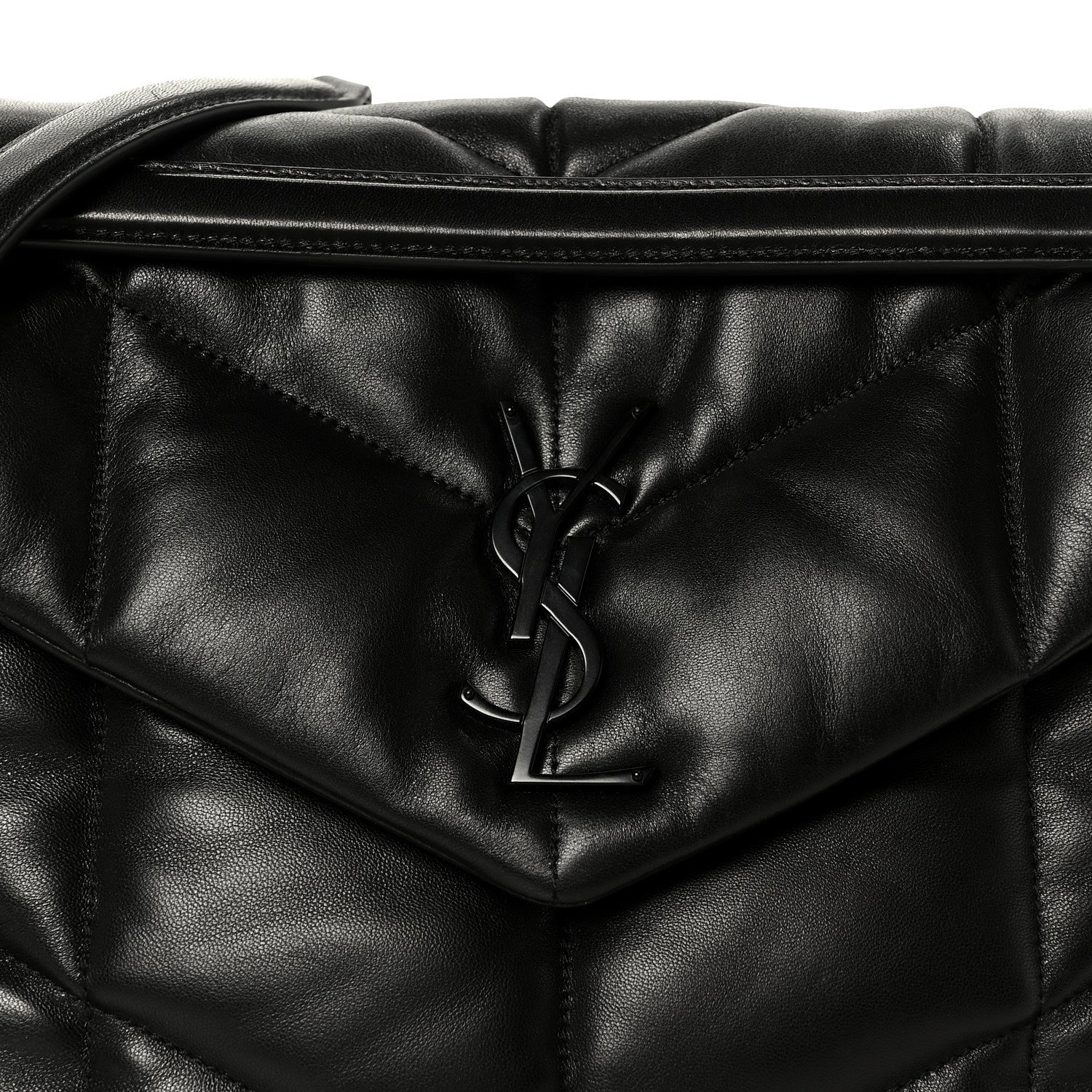 Saint Laurent Lambskin Quilted Monogram Monochrome Medium Loulou Puffer Chain Satchel Black 9 of 11