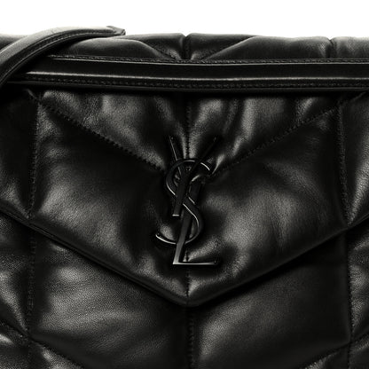 Saint Laurent Lambskin Quilted Monogram Monochrome Medium Loulou Puffer Chain Satchel Black 9 of 11