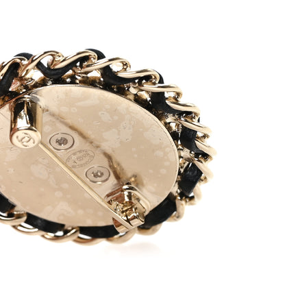 Chanel Metal Lambskin Denim CC Brooch Gold Blue Black 3 of 4