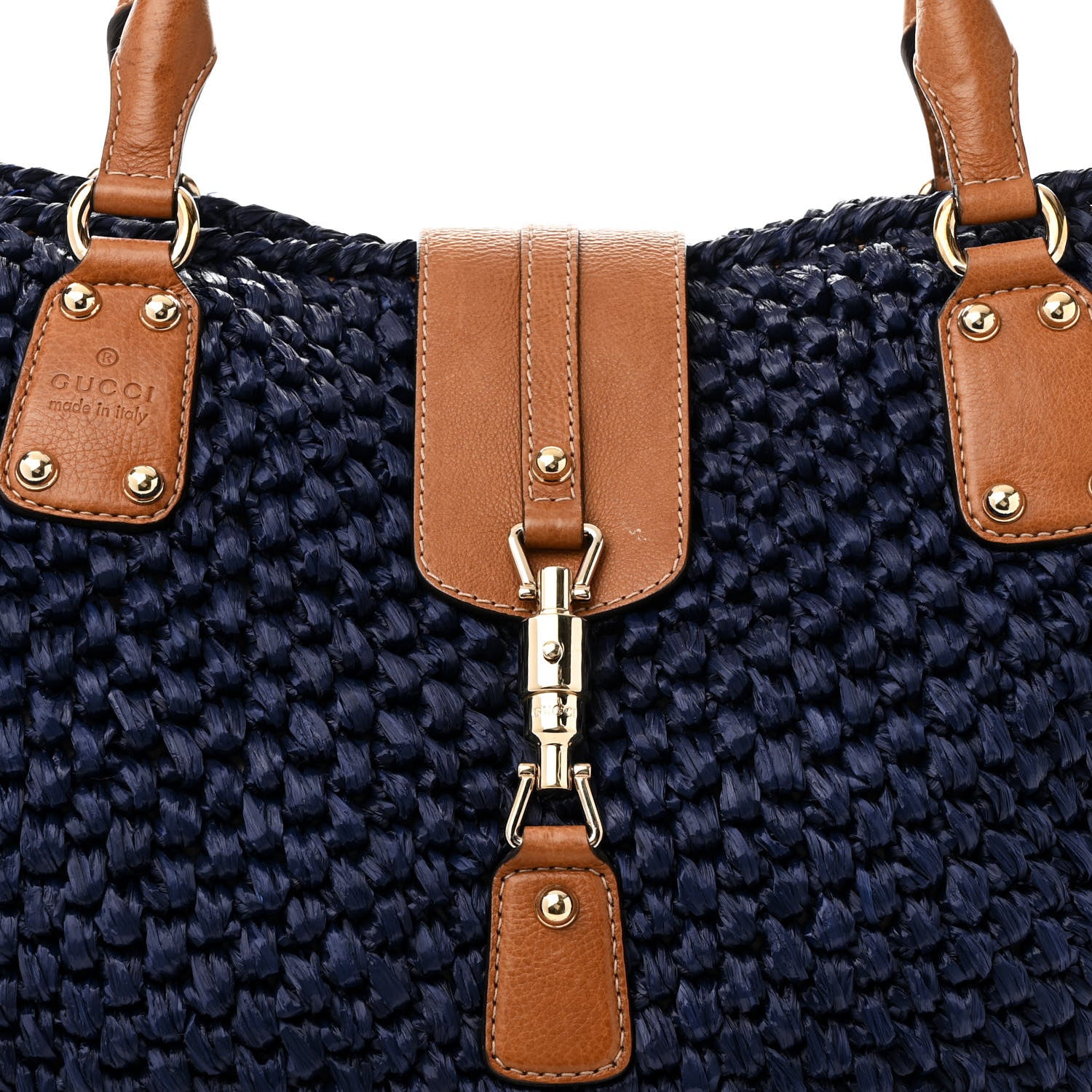 Gucci Raffia Large Santa Monica Tote Blue 8 of 16