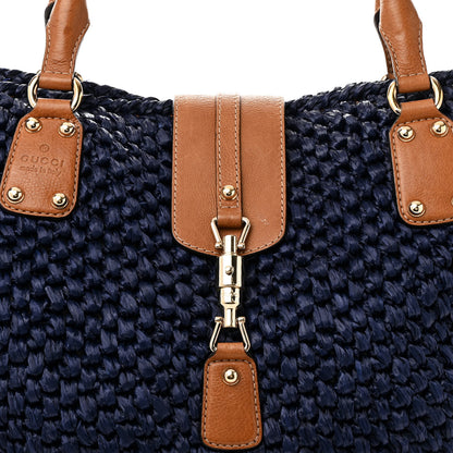 Gucci Raffia Large Santa Monica Tote Blue 8 of 16
