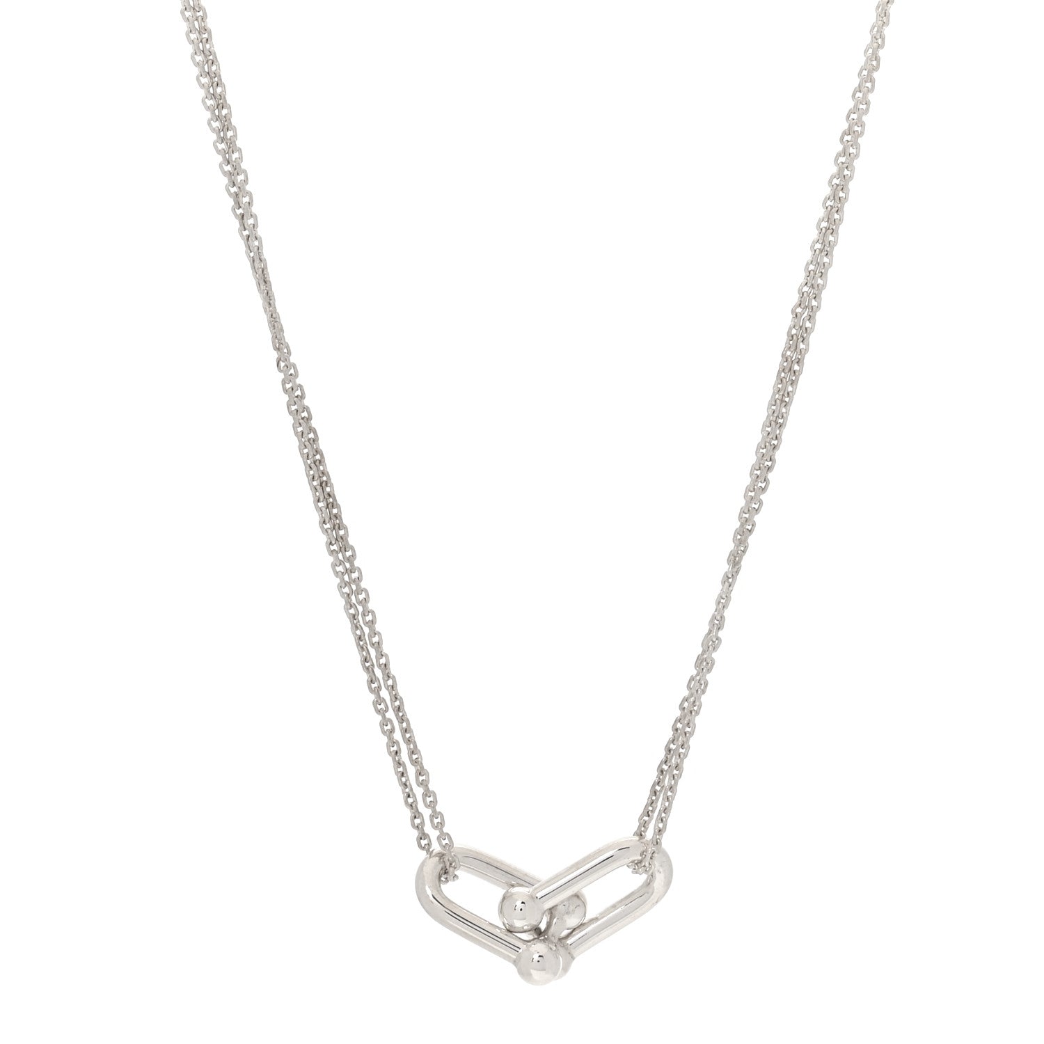 Tiffany Sterling Silver Double HardWear Link Pendant Necklace 1 of 6