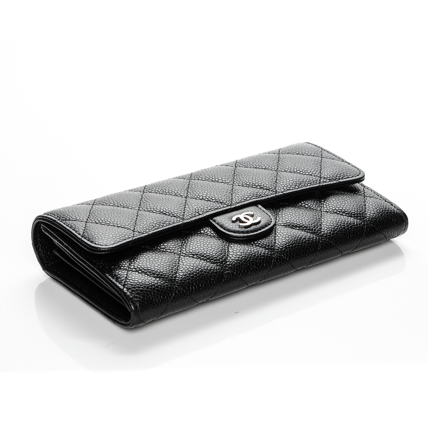 Chanel Caviar Quilted Large Gusset Flap Wallet Black 4 of 8