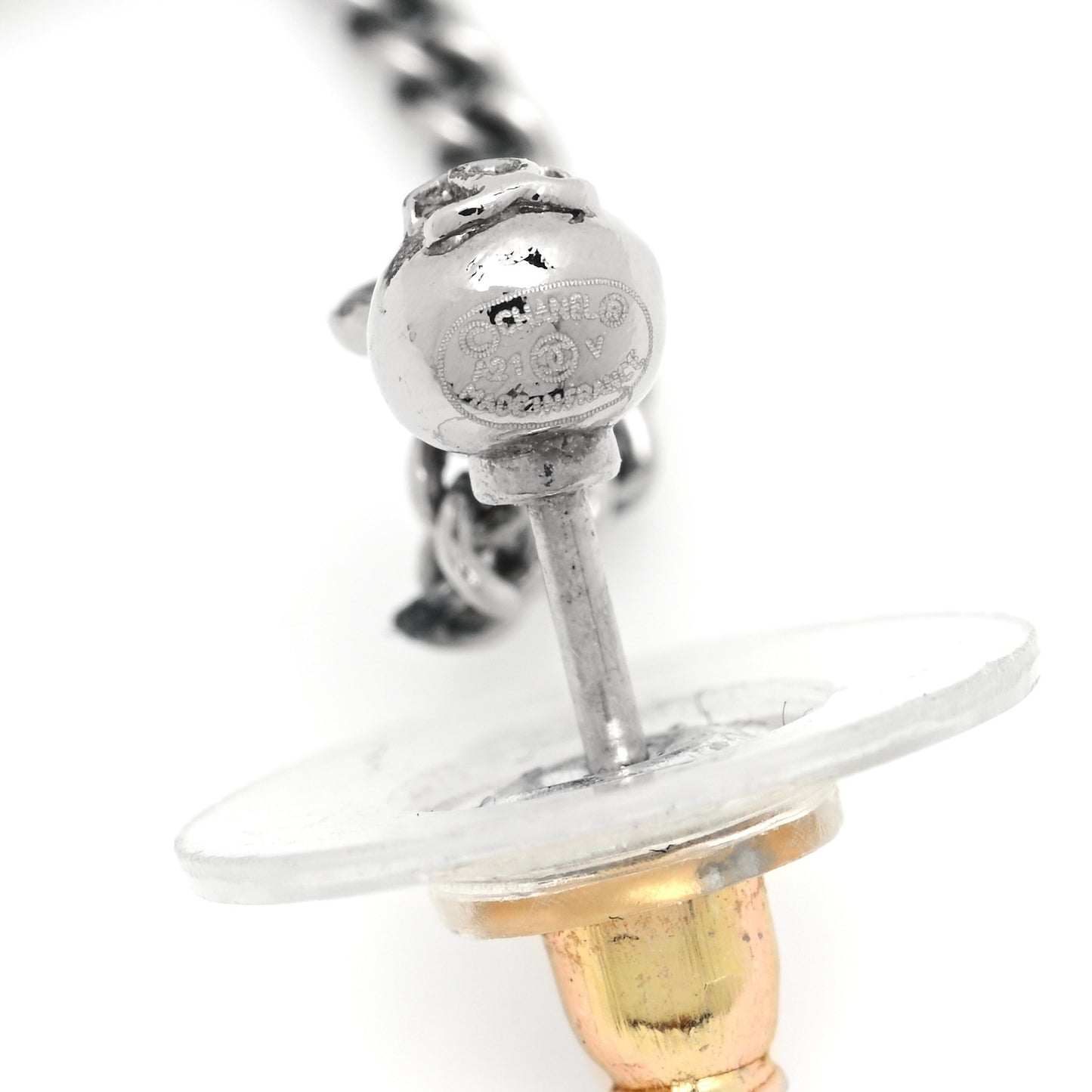 Baguette Crystal CC Drop Earrings Silver