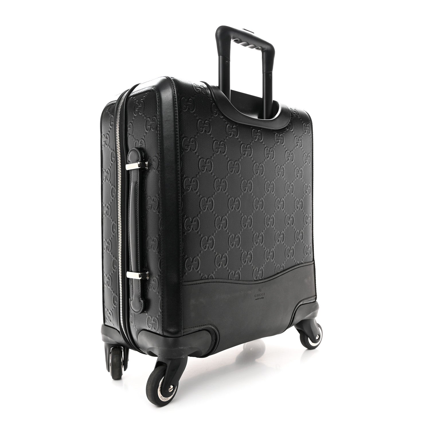 Gucci Monogram Jumbo GG Textured Dollar Calfskin Small Carry On Trolley Black 2 of 10