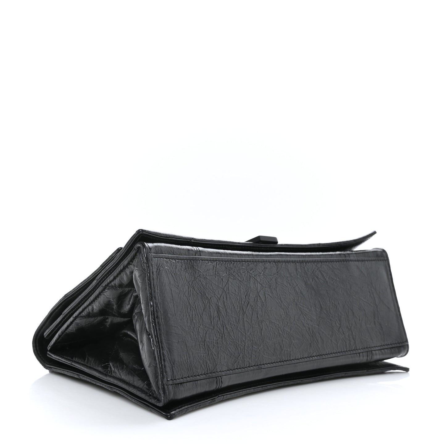 Crushed Calfskin Quilted Matte Black Hardware Medium Crush Chain Bag Black