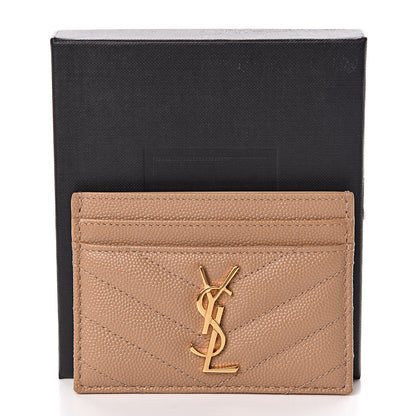 Saint Laurent Grain De Poudre Matelasse Chevron Monogram Credit Card Case Cork 7 of 7