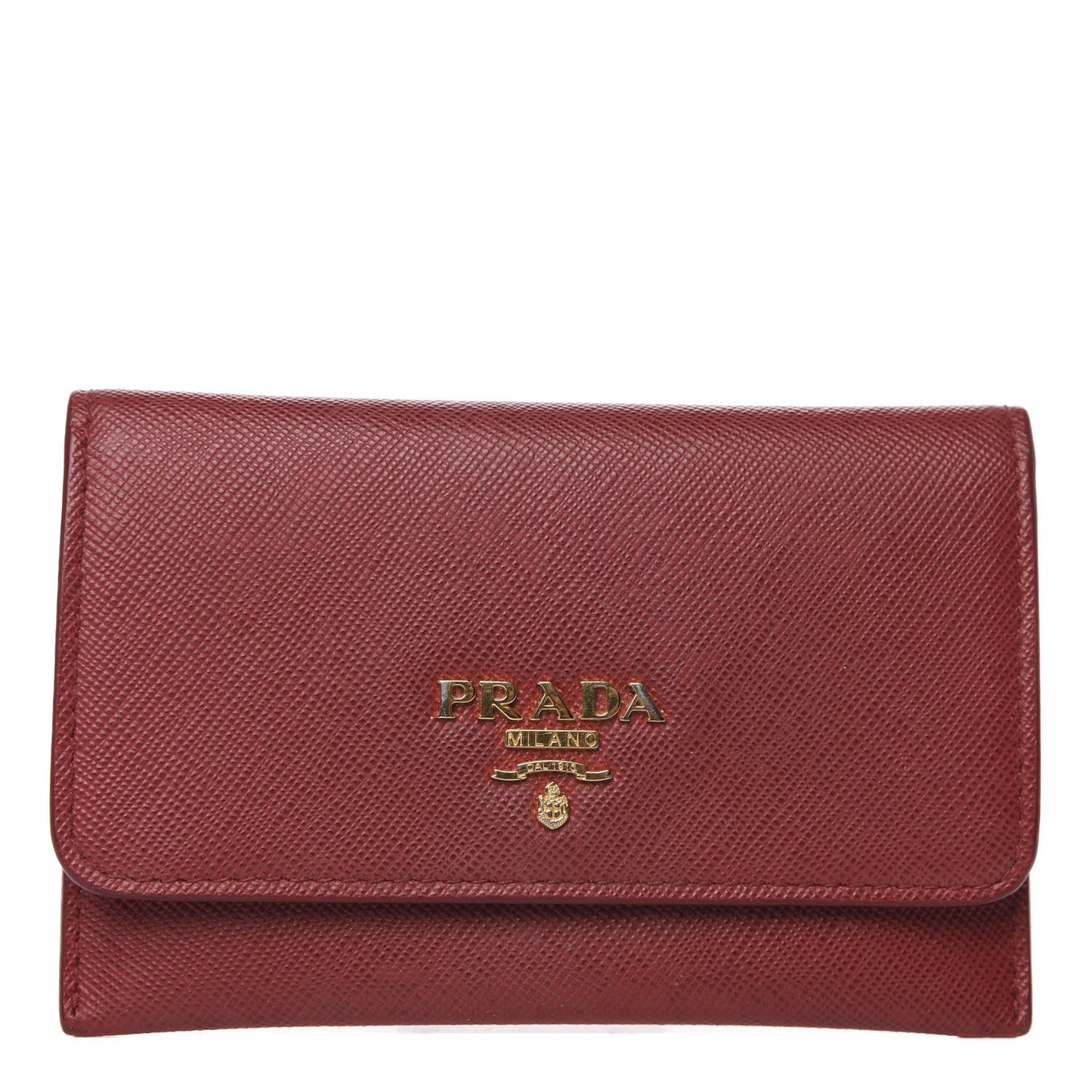 Saffiano Metal Flap Card Holder Rosso