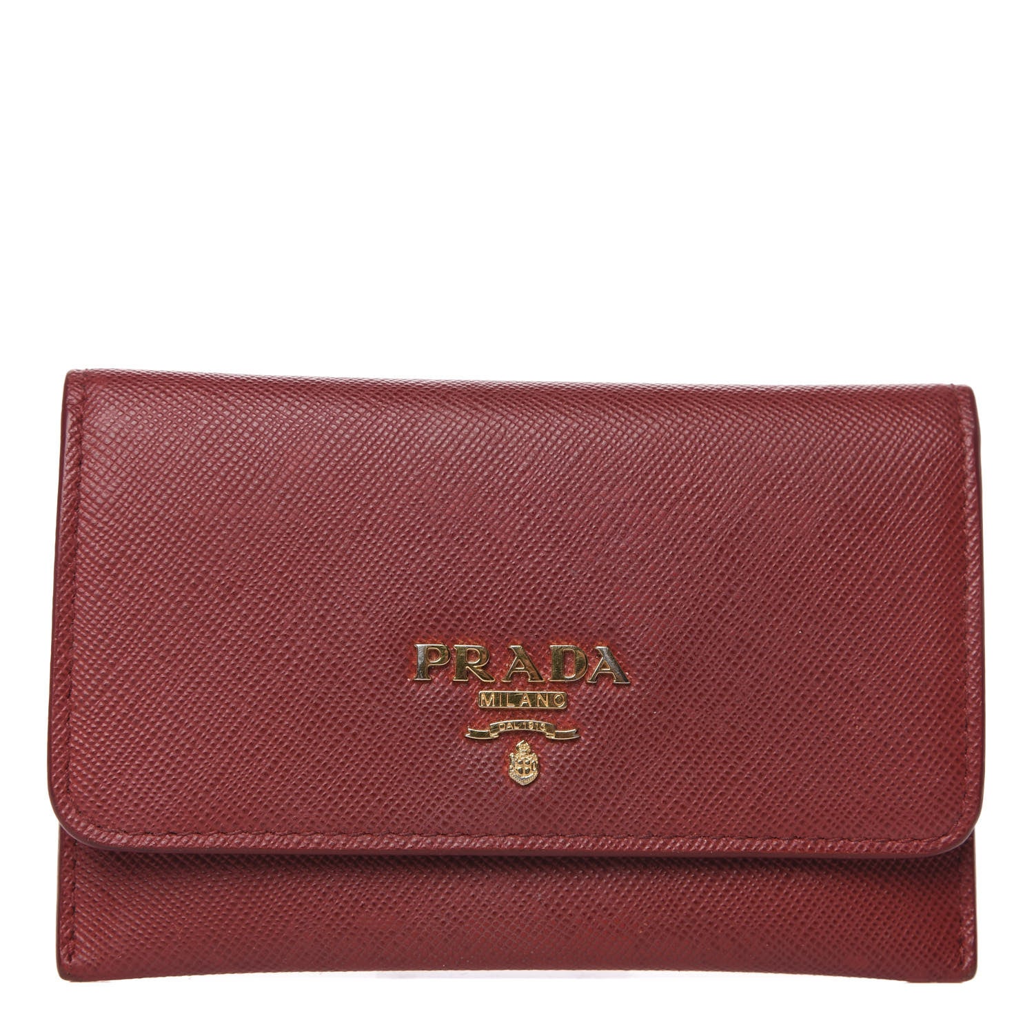 Prada Saffiano Metal Flap Card Holder Rosso 1 of 7