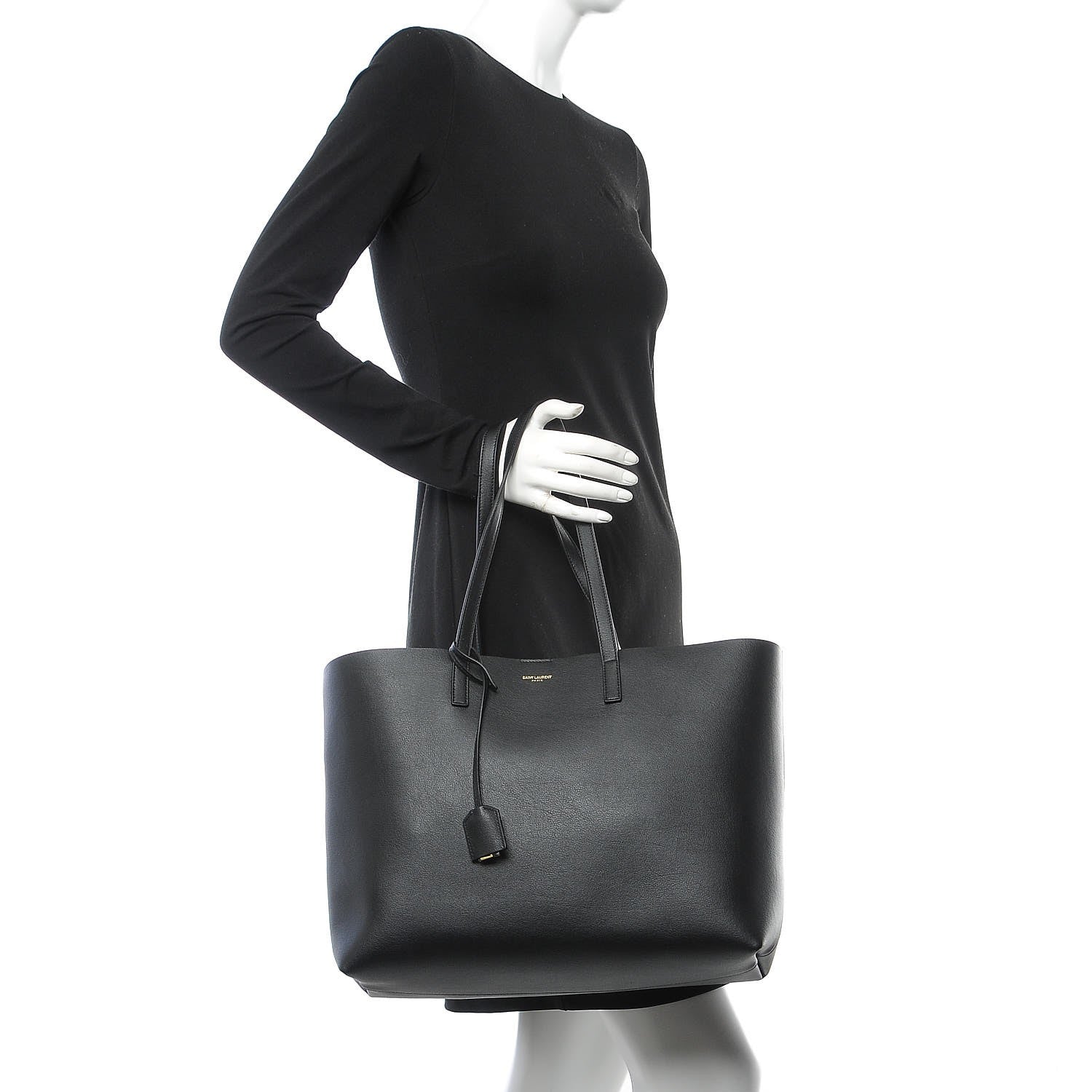 Saint Laurent Calfskin Large Shopping Tote Black 2 of 10