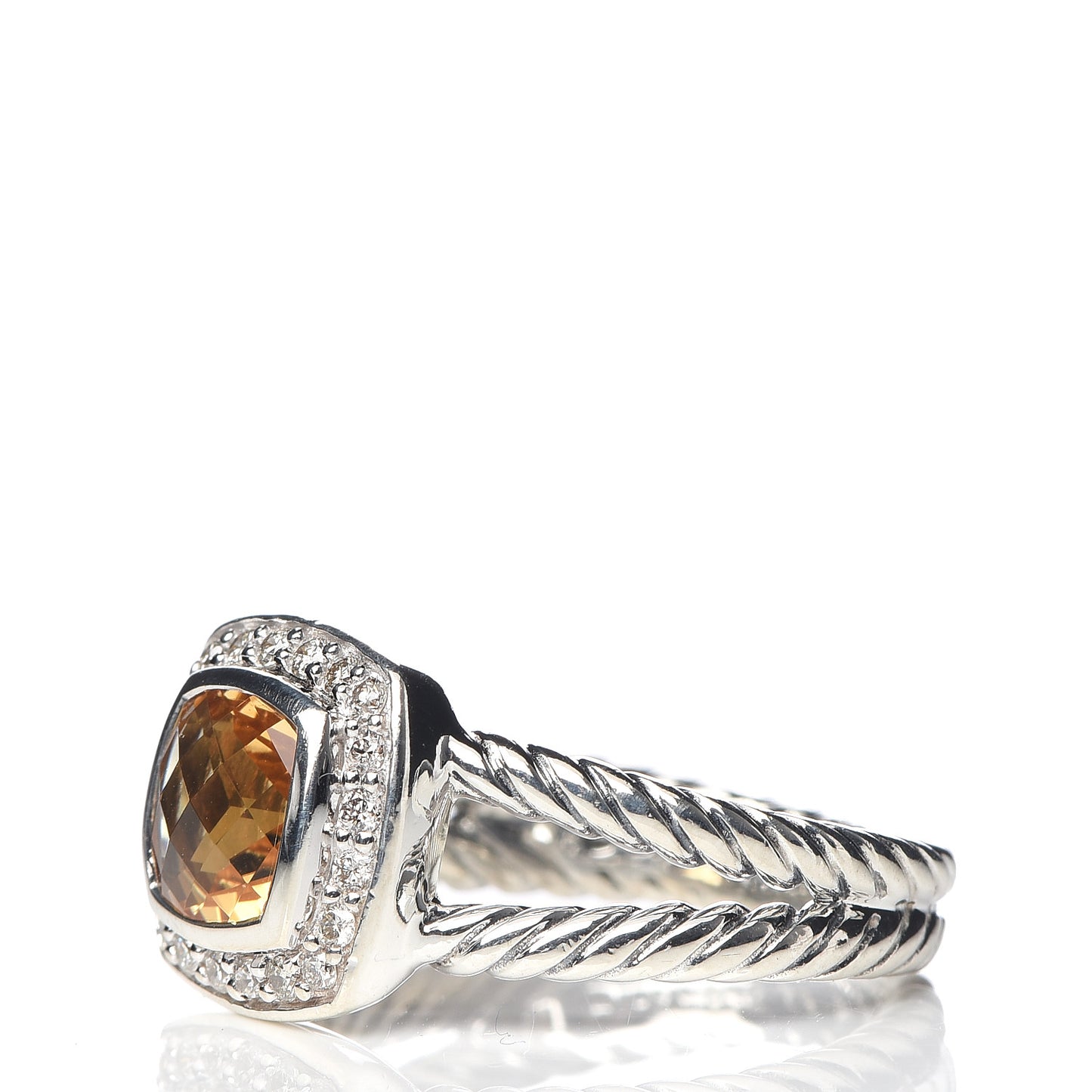 Sterling Silver Diamond Citrine 7mm Petite Albion Ring 53 6.25