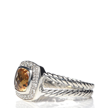 David Yurman Sterling Silver Diamond Citrine 7mm Petite Albion Ring 53 6.25 3 of 5