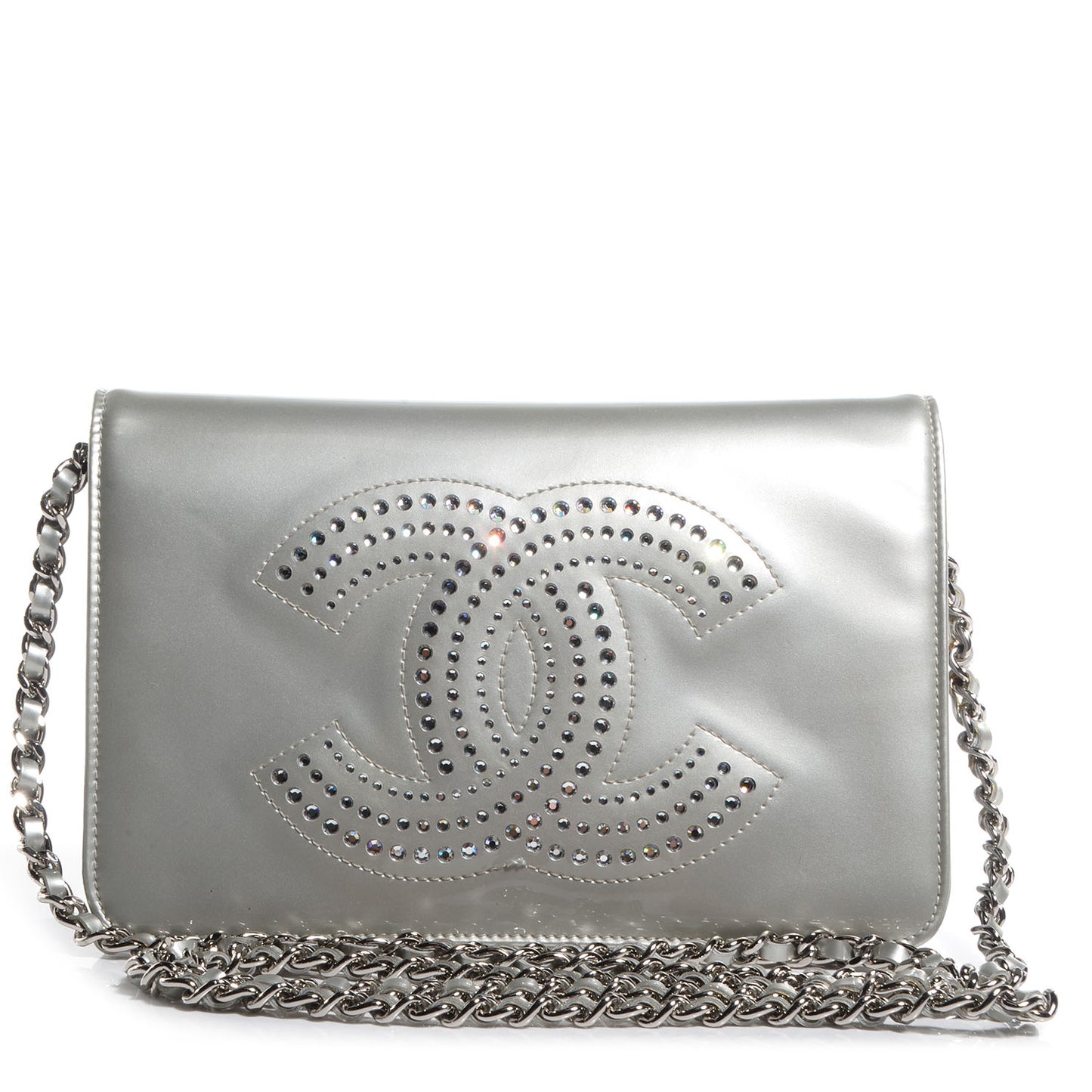 Patent Strass Wallet On Chain WOC Silver