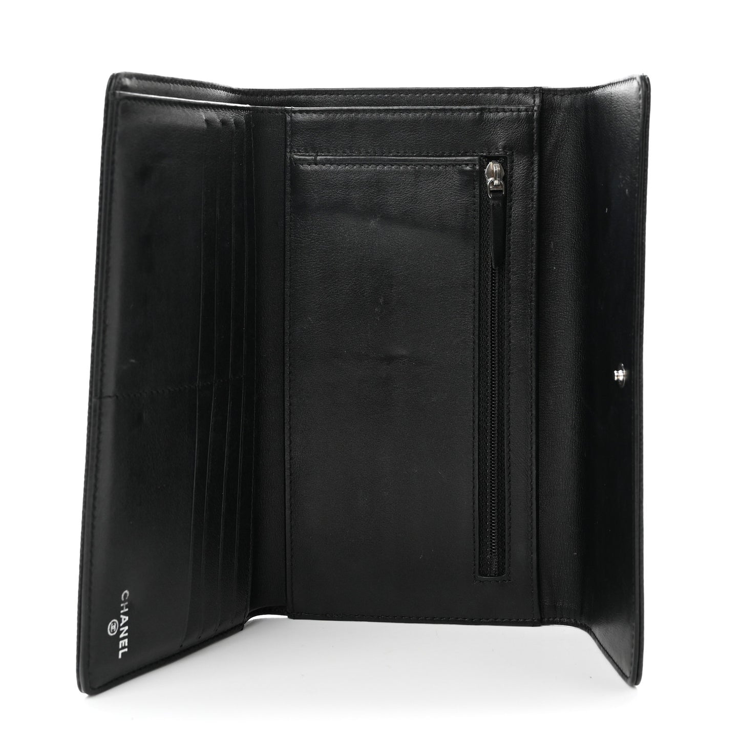 Caviar Timeless CC Large Gusset Flap Wallet Black