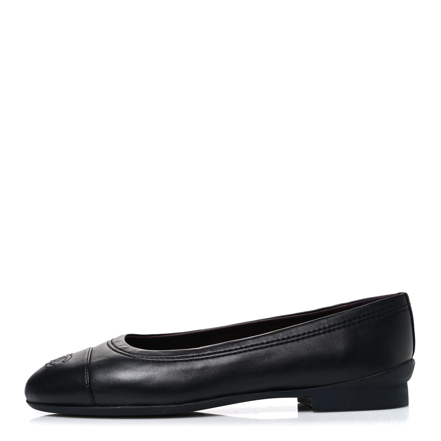Chanel Lambskin Cap Toe CC Uniform Ballerina Flats 36.5 Black 1 of 10