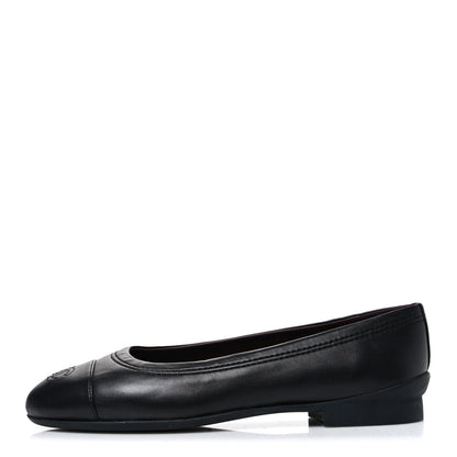 Chanel Lambskin Cap Toe CC Uniform Ballerina Flats 36.5 Black 1 of 10